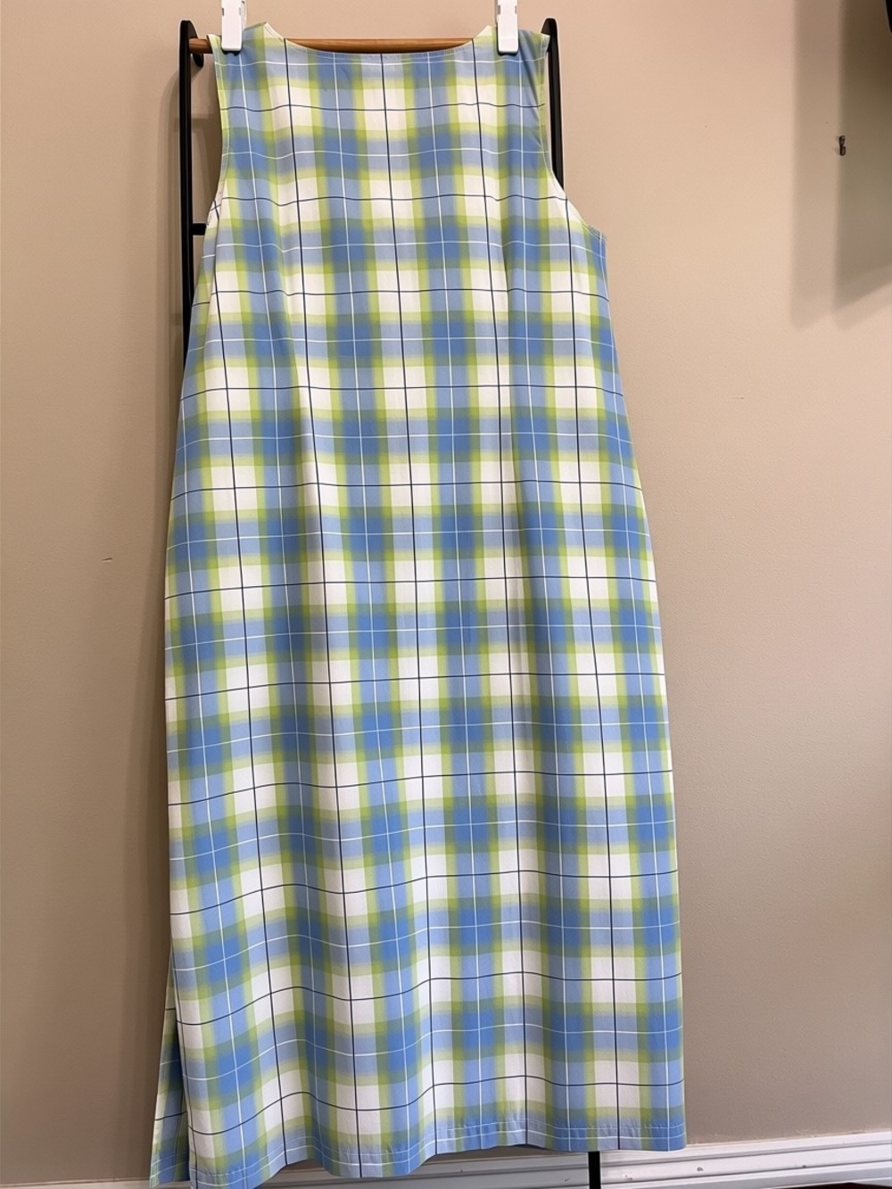 Tommy Hilfiger Cotton Plaid Maxi Dress Coastal Grandmacore Quiet Luxury Size 20 - Picture 5 of 16